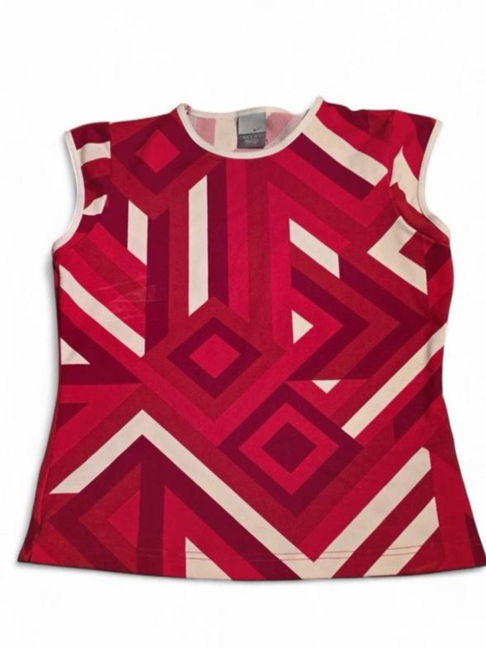 Nike Red & Cream Geometric Sleeveless Tank